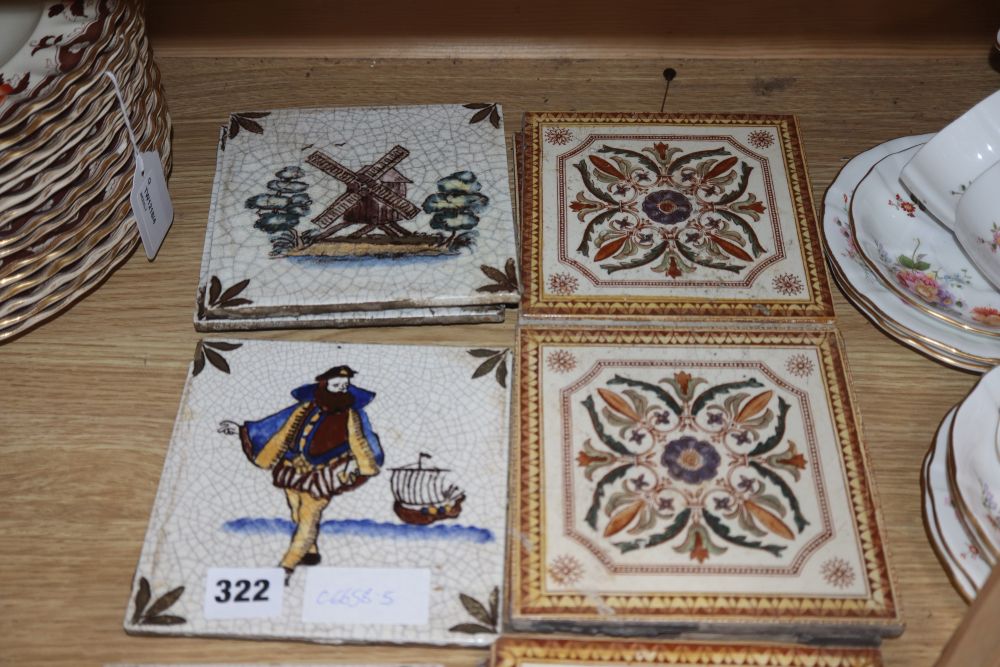 A quantity of 19th/20th century century pottery tiles